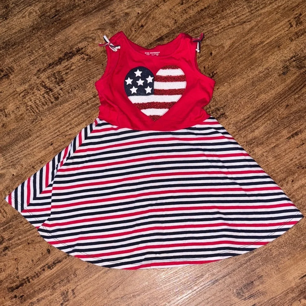 Red and Blue Striped Heart Tank Top dress 4t